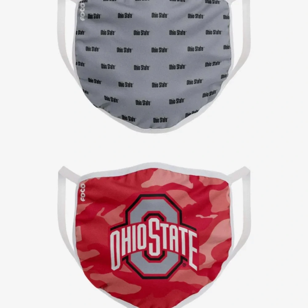 NCAA OHIO STATE BUCKEYES  2 PACK FACE MASKS OS UNISEX ADULT NWT